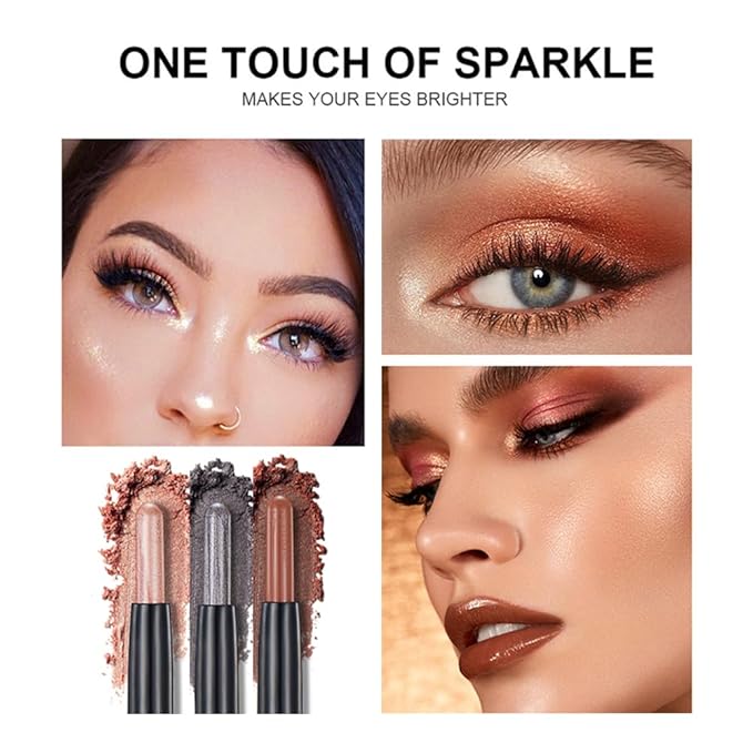 SAUBZEAN Blue Eyeshadow Stick Makeup, Cream Shimmer Eye Shadow Pencil, Hypoallergenic Waterproof Long Lasting Crayon, Smooth Glitter Primer Palette Eyeliner Make up