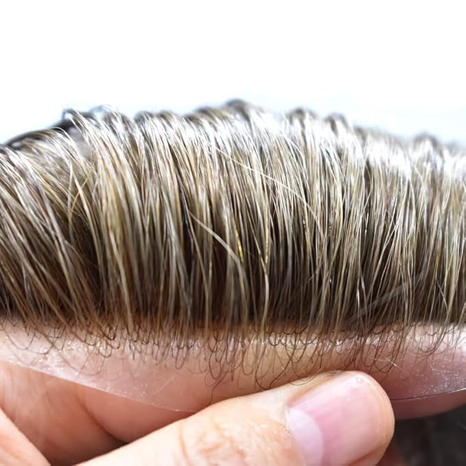 F M FACE MIRACLE NEW YORK Toupee for Men French Lace Center Mens Toupee Hairpiens Human Hair Replacement System Black Brown Blonde Gray Hair Units, 7X9
