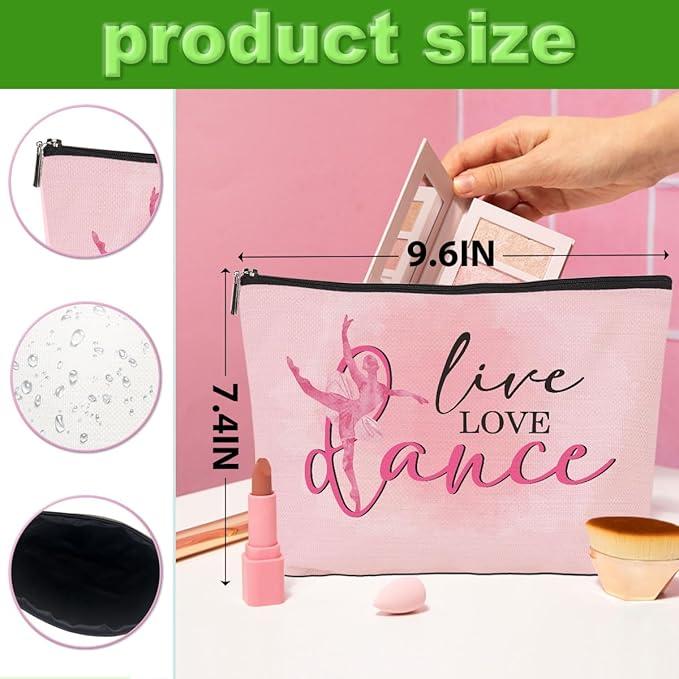 CQM 4 Pcs Dance Makeup Bag, Dancer Gifts, Dance Gifts Cosmetic Bag