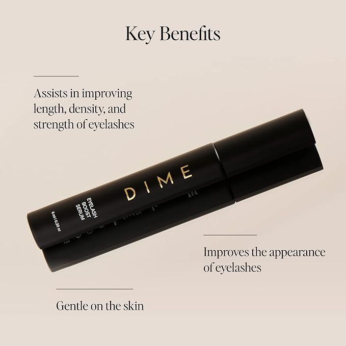 DIME Beauty Eyelash Boost Serum - Lash Growth Serum with Peptides & Amino Acids for Longer, Thicker, Healthier Lashes, Prostaglandin-Free, 0.20 oz / 6 ml