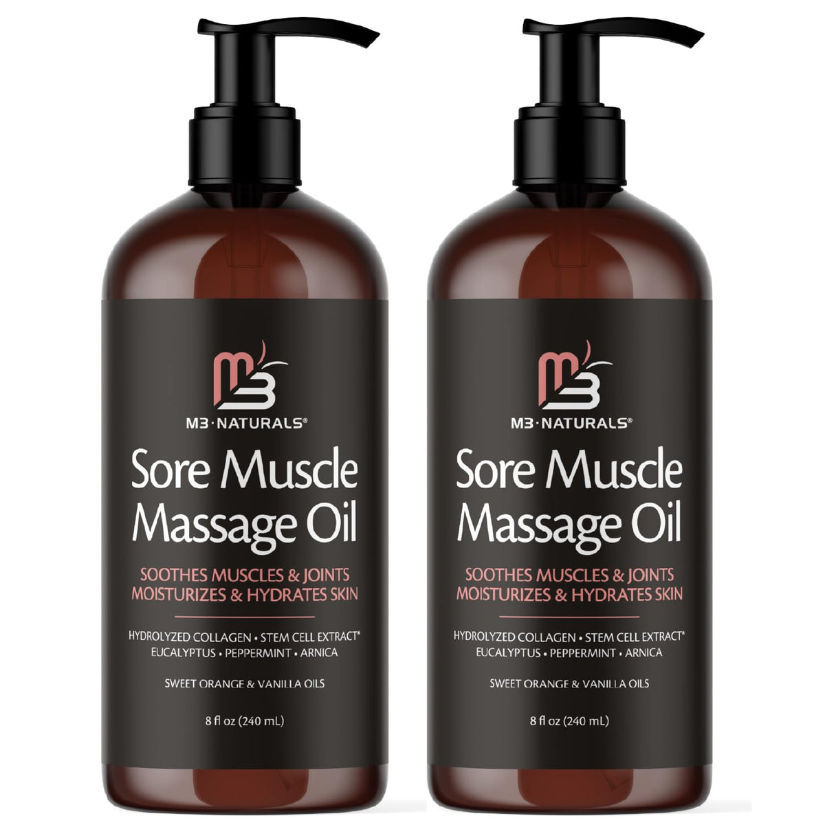 Anti Cellulite Massage Oil & Lymphatic Drainage Massager Kit, 8 fl oz by M3