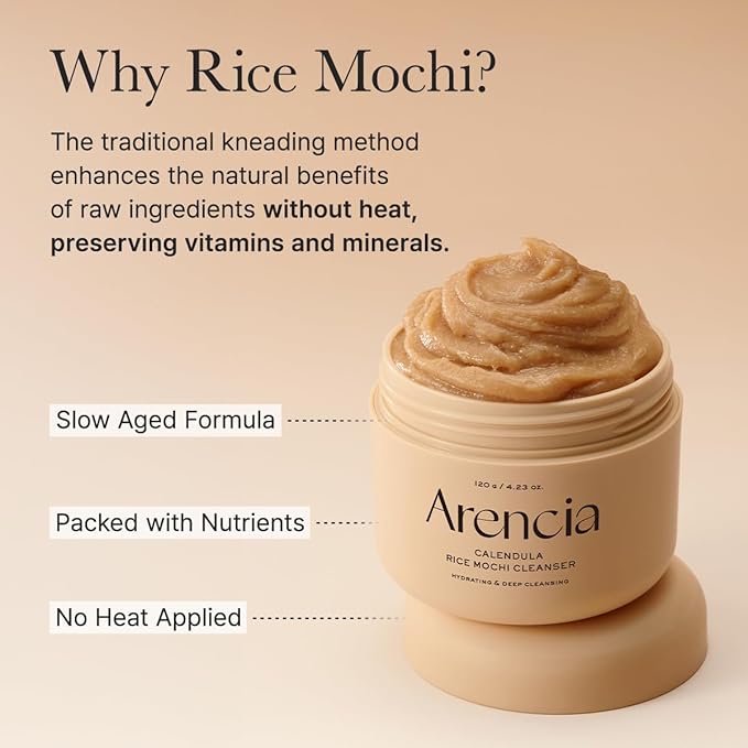 ARENCIA Calendula Rice Mochi Fresh Cleanser - Moisturizing & Deep-Cleansing (4.23oz)