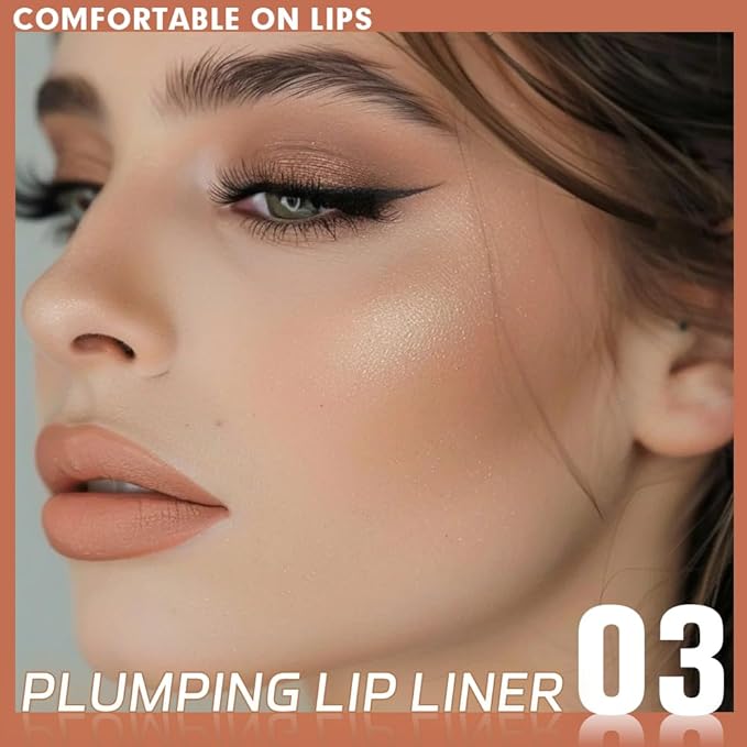 FeiCuiYun Matte Crayon Lip Liner Pencil, Nude Lip Liners Lipstick For Women, Plump Creamy Formula With Silicone Smudger for Define Contours & Sculpting Lip, Cruelty-Free, 0.75g/0.026oz
