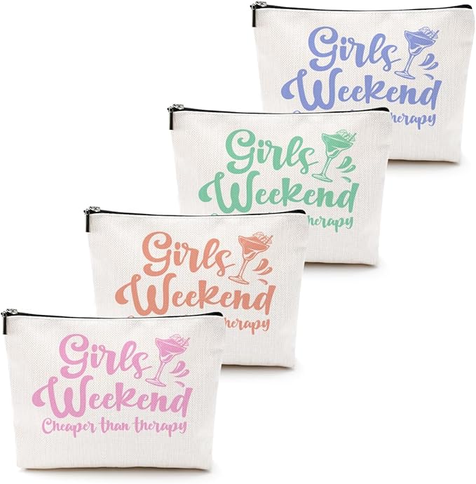 4 Pcs Girls Weekend Gifts for Women 2026 Girl Trip Gifts Favors Makeup Bag