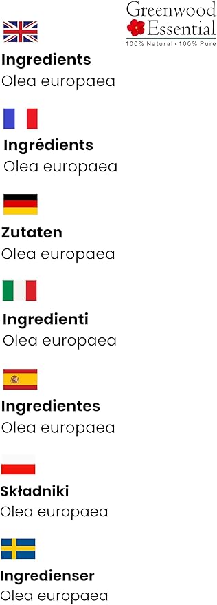Greenwood Essential Pure Olive Oil (Olea europaea) Cold Pressed (Pack of Two) 100ml X 2 (6.76 oz)