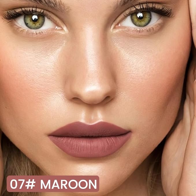 evpct Longwear Liquid Lip Liner Stain Marker Pen Long Lasting Waterproof, Maroon Dusty Mauve Matte Semi Permanent 24 Hour Lip Liner and Lipstick Combo, Color Stay Lipliner All Day, Lips Stain peel off