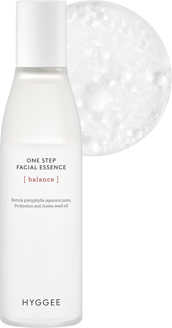 HYGGEE Onestep Facial Essence - Bi-Phase Hydrating Korean Toner with Birch Sap and Probiotics - Water and Oil Essence, 3.9 fl.oz.
