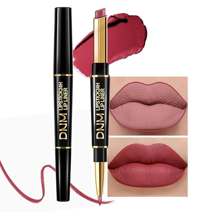 HHLTOH 2-in-1 Mauve Red Lip Liner & Lipstick Set Kit for Women, Matte Lips Kit with Lip Liner Lip Stains Long Lasting Waterproof 24 Hour Lipstick and Lip Liners Combo Lipliners Pencil Set 13