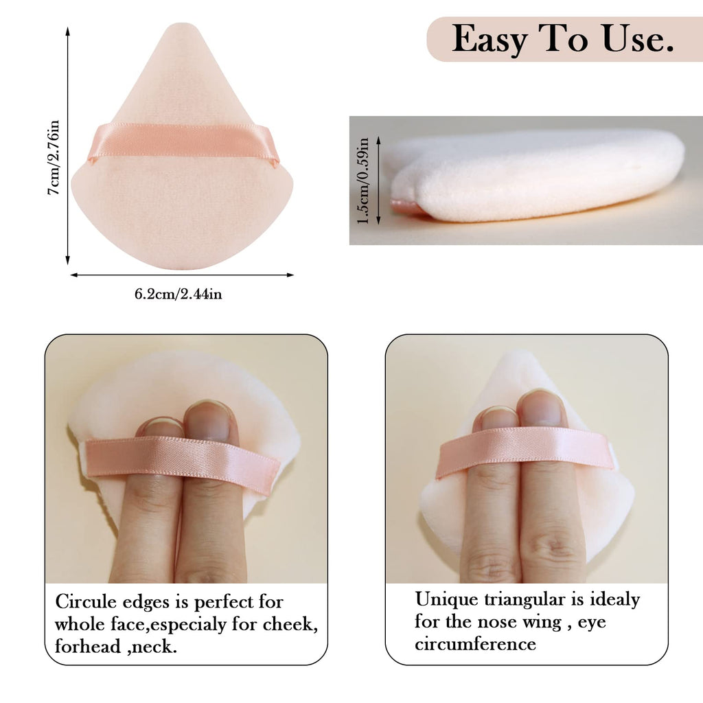 Powder Puff Daubigny 6 PCS Powder Puff Makeup Puff Face Soft Triangle Powder Puffs for Loose Powder Mineral Powder Body Powder Velour Cosmetic FaclaI Sponges for Applying Makeup Tools(Nude)
