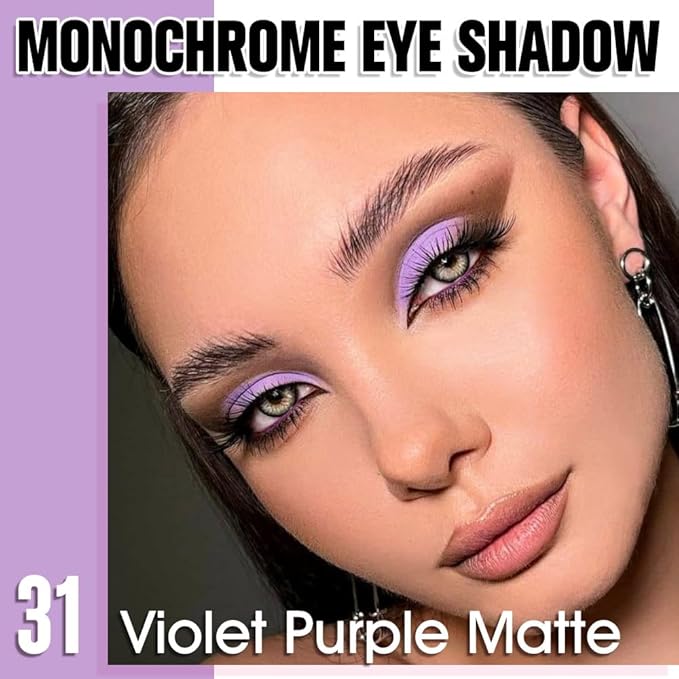 QIDSTERS Violet Purple Matte Single Eyeshadow, Lightweight Blendable Mini Eye Shadow for Older Women, Monochrome Eyeshadow Palette Makeup Pigmented Waterproof, Vegan & Cruelty-Free, 31