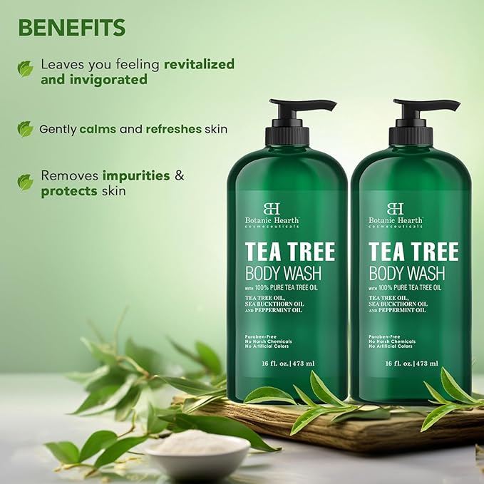 Botanic Hearth Tea Tree Body Wash - 16 Fl oz Pack of 2