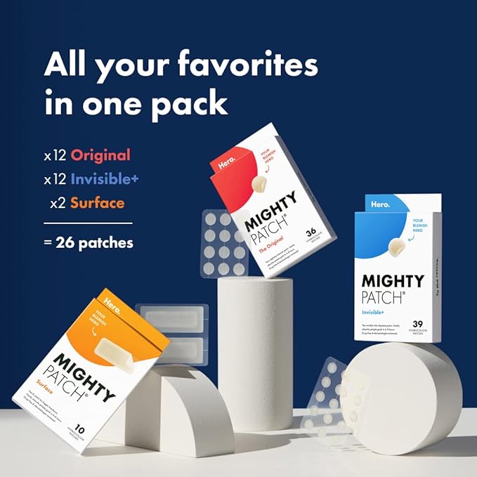 Mighty Patch Hero Cosmetics Variety Pack of Acne Pimple Patches, 26 Ct