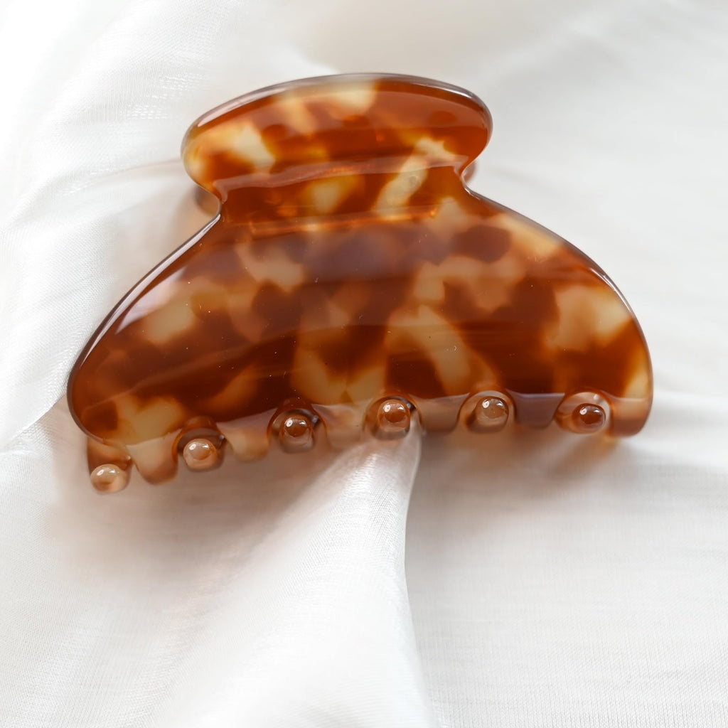 Prettyou Handmade Celluloid Acetate French Design Barrettes Tortoise Shell Claws Hair Claw Luxury Fashion Accessories Hair Clip for Women (coffee)