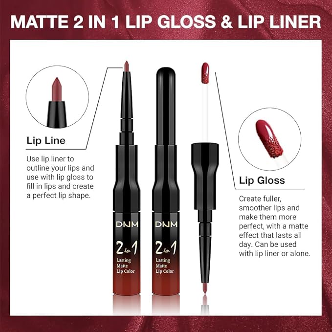 IATMOMOD 1Pcs 2 in 1 0xblood Red Matte Lip Liner and Liquid Lipstick Stain Makeup Set for women, Red Long Lasting Smudge Proof Lip Tint Matte Finish Lip Gloss for All-Day Color Hold Easy to Use 30#
