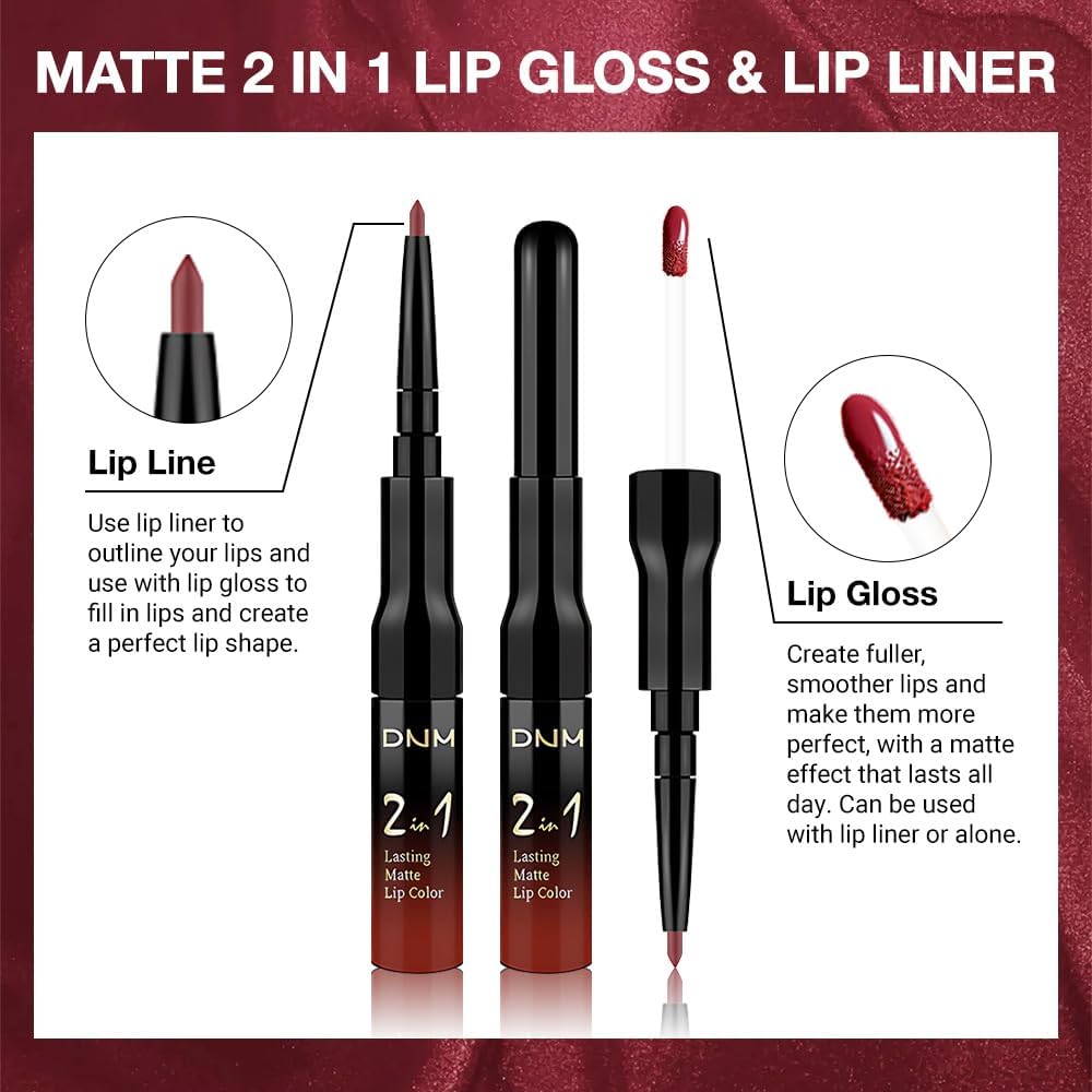 IATMOMOD 1Pcs 2 in 1 0xblood Red Matte Lip Liner and Liquid Lipstick Stain Makeup Set for women, Red Long Lasting Smudge Proof Lip Tint Matte Finish Lip Gloss for All-Day Color Hold Easy to Use 30#