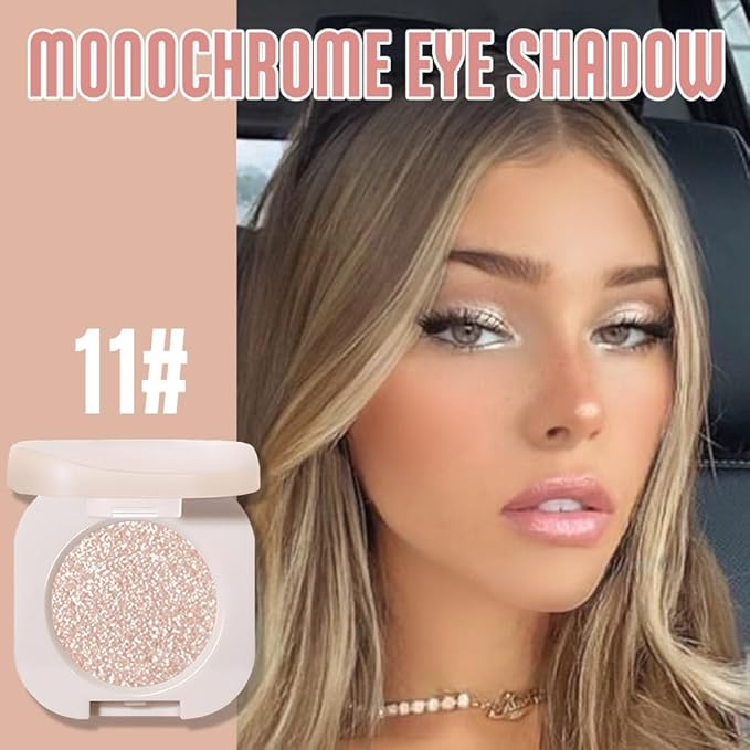 2-Pack Glitter Shimmer Eyeshadow Palette Makeup — Light Brown & Pearl White Metallic Holographic Multichrome, Ideal for for Mature Skin and All Occasions — Long-Lasting Sparkle & Smooth Blend