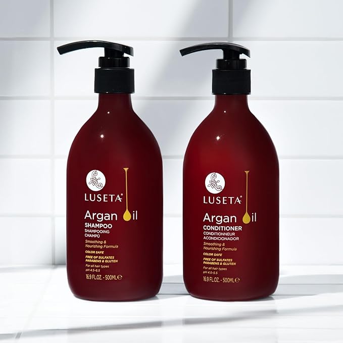 Luseta Argan Oil Shampoo & Conditioner Set for Dry Damaged Hair, 2 * 16.9oz