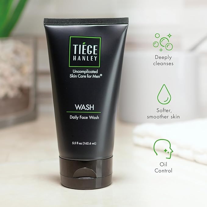 Tiege Hanley Daily Face Wash for Men, Cleanser, Fragrance-Free, 5.5 Fl Oz