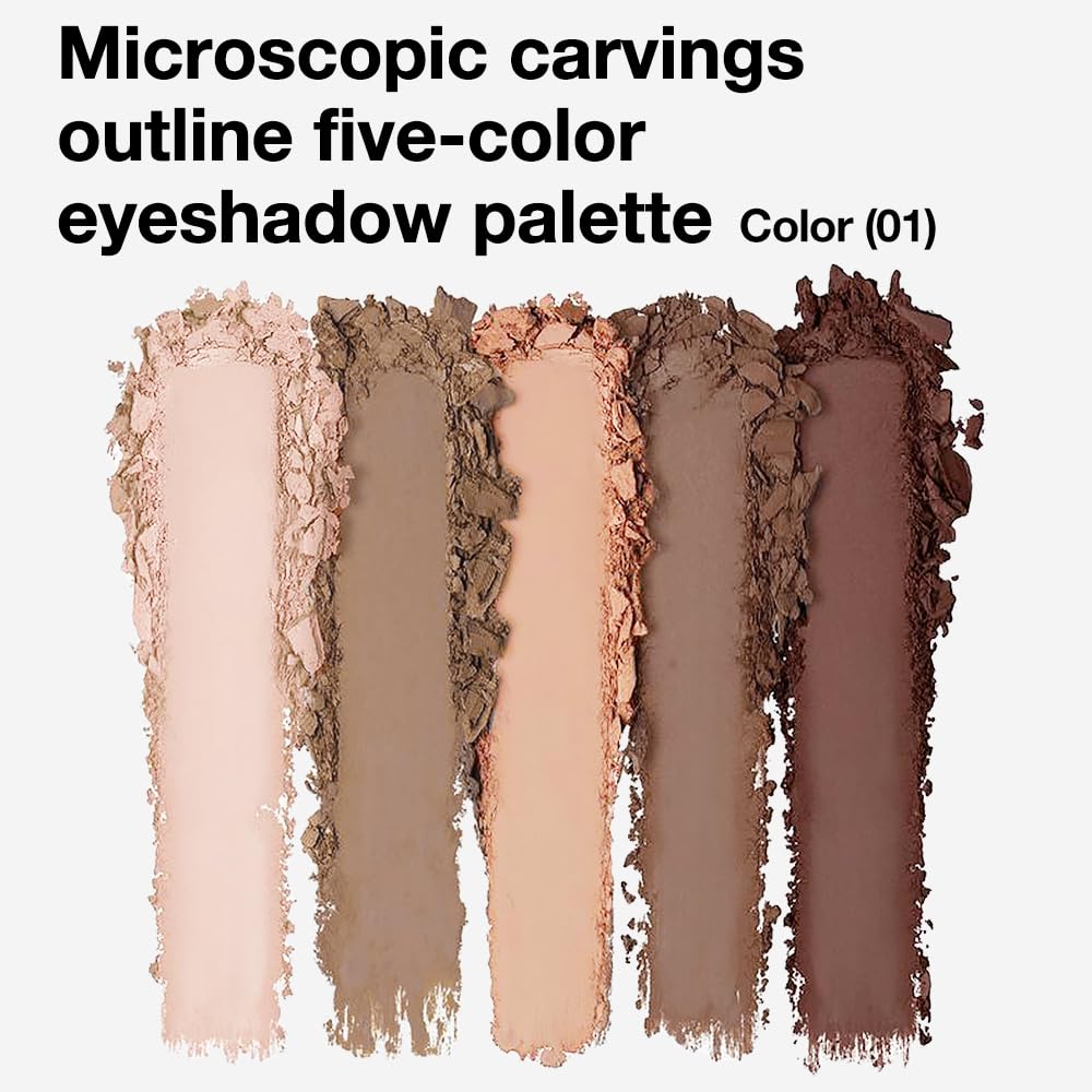 JUAAZIN 5 Colors Matte Eyeshadow Makeup Palette, 5 Natural Classic Nude Neutral Nude Brown Eyeshadow, Looks for Brown Eyes Women Finish Long Wearing Waterproof Professional Eye Makeup 01#
