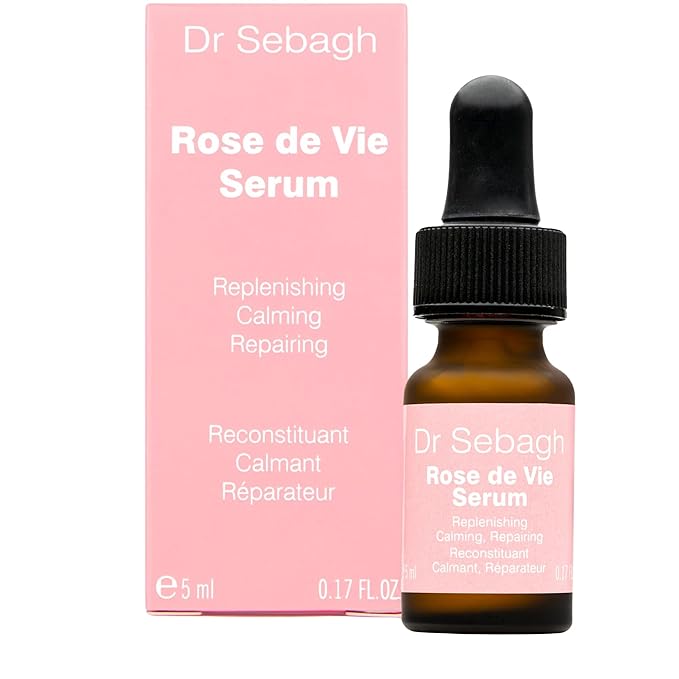 Dr Sebagh Rose de Vie Serum - Soothing & Anti-Aging Serum with Organic Oils & Antioxidants to Hydrate, Calm, and Protect Dry, Mature and Sensitive Skin, Non-Comedogenic, Box Included (0.17 fl oz.)