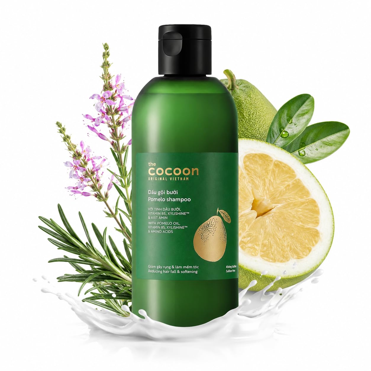 Cocoon Pomelo Botanical Shampoo 310ml / 10.48 fl oz – Luxury Sulfate Free Shampoo with Vietnamese Pomelo Peel Oil & Vitamin B5, Hydrating Strengthening Shampoo for Soft, Full-Looking Hair