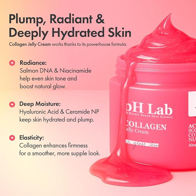 PhLab Collagen Jelly Cream, Boosts Skin Elasticity, Provides Glowing, Hydrating and Plump with Salmon DNA, 1.69 Fl Oz