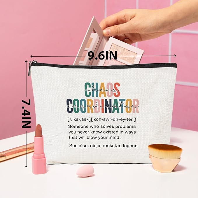 CQM Chaos Coordinator Makeup Bag Chaos Coordinator Gifts for Women Thank You Gifts Cosmetic Bag Zipper Pouch Appreciation Gifts for Coworkers Boss Lady Mentor Coaches Leader Christmas Birthday Gifts