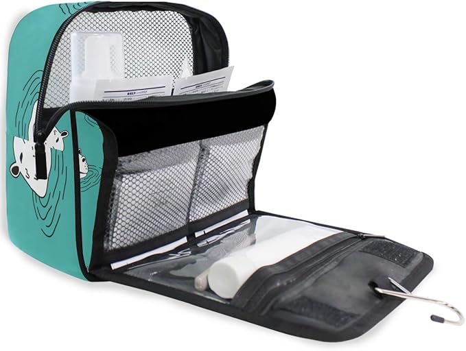 senya Hanging Travel Toiletry Bag Hippo Swimming Kit Makeup Case Cosmetics Organizer for Men Women (Hippo Swimming)