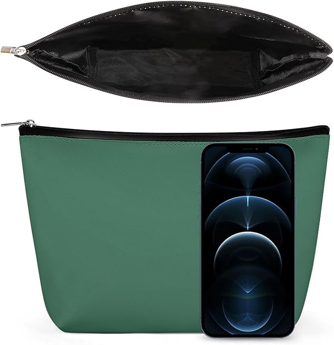 Meaudiwes Fashion Zipper Cosmetic Case, Portable Makeup Case, Personality Toiletry Bag, Green Travel Cosmetic Toiletry Bag