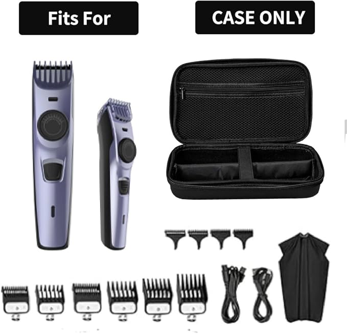 Janebert Hard Travel Case for Hair Clippers, Hair Cutting Barber Supplies Holder, Trimmer Organizer Storage Bag for Ufree/Hatteker/Oneisal/Wahl 5Star/Andis Men Razor Guard Grooming Kits (Black)