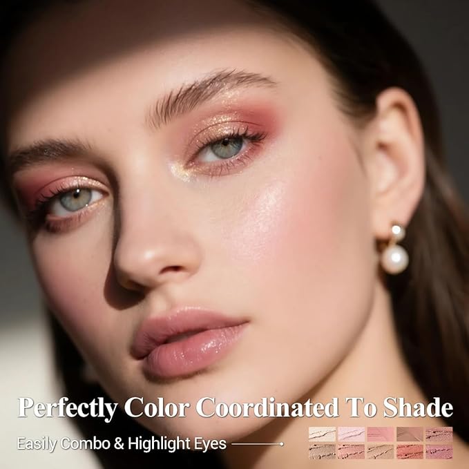 LUXAZA PRO Orange Eyeshadow Stick Makeup Set 10PCS, Neutral Shimmer And Matte Cream Eye Shadow Palette, Metallic Bronze Smoky Eyeliner Brightener Crayon Kit, Ideal Gift for Women -Stellar Pink Quartz