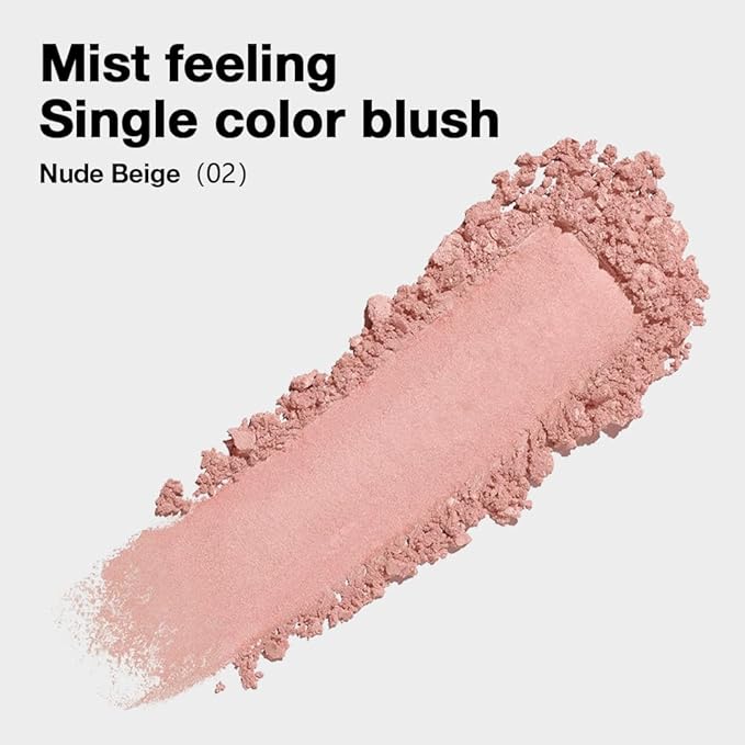 HHLTOH Single Nude Beige Matte Powder Blush Palette Face Makeup, Blush for Looks Younger Cheeks, Monochrome Cream Blushes Lightweight Long Lasting, Blush for Women All Skin Tones Paleta de, 02
