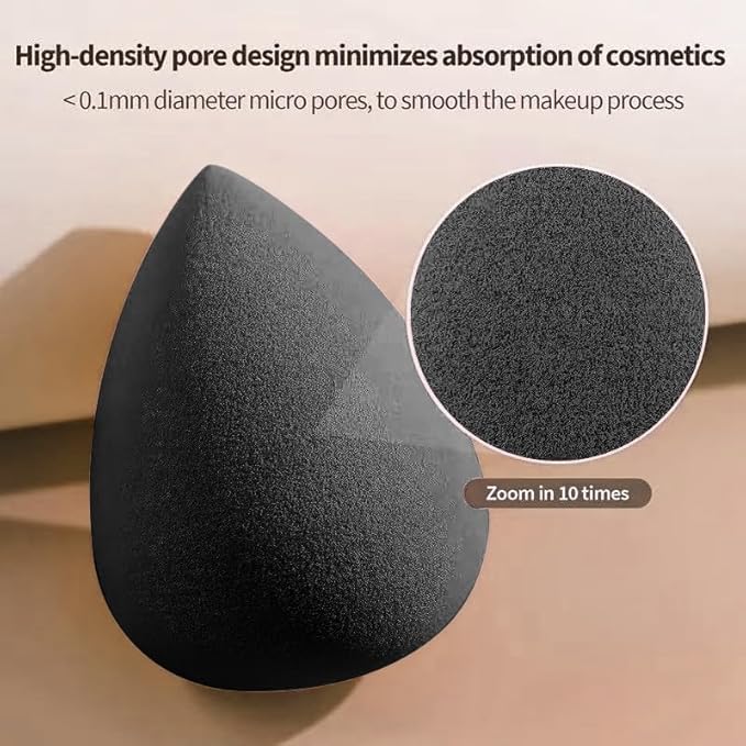 Wiko 12 Pcs Makeup Sponges Black for Foundation Latex-Free Cosmeti Blending Sponge Set Reusable Applicator For Powder Cream and Liquid Makeup Tools Bulk