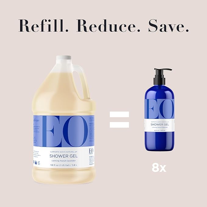 EO Shower Gel Refill, 1 Gallon, French Lavender, body wash made with Essential Oils for Men and Women