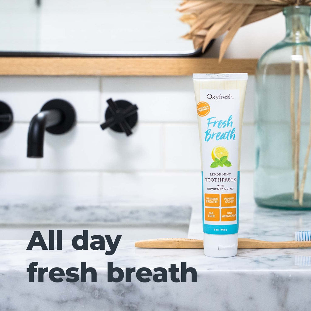 Oxyfresh Maximum Fresh Breath Lemon Mint Toothpaste - Clean Teeth & Fresh Breath - Natural Essential Oils & Natural Xylitol to Help Fight Tartar - SLS & Fluoride Free - 5 oz (Pack of 3)
