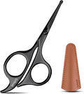 Lobodt 4.7-inch small nose hair scissors (black), round-headed scissors, for trimming facial hair, beards, ear hair, eyebrows, bathroom, Moustache Trimming，personal care and beauty