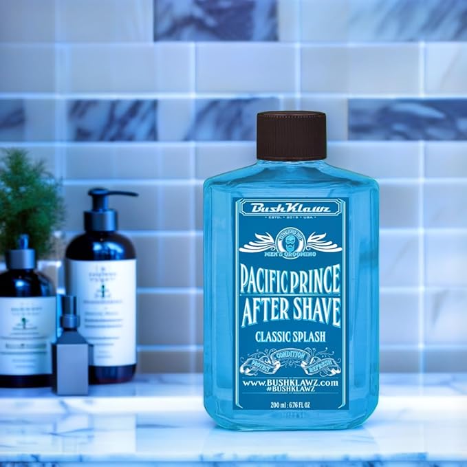BushKlawz Active Men's Aftershave Splash with Alcohol & Witch Hazel, 200 ml (Pacific)