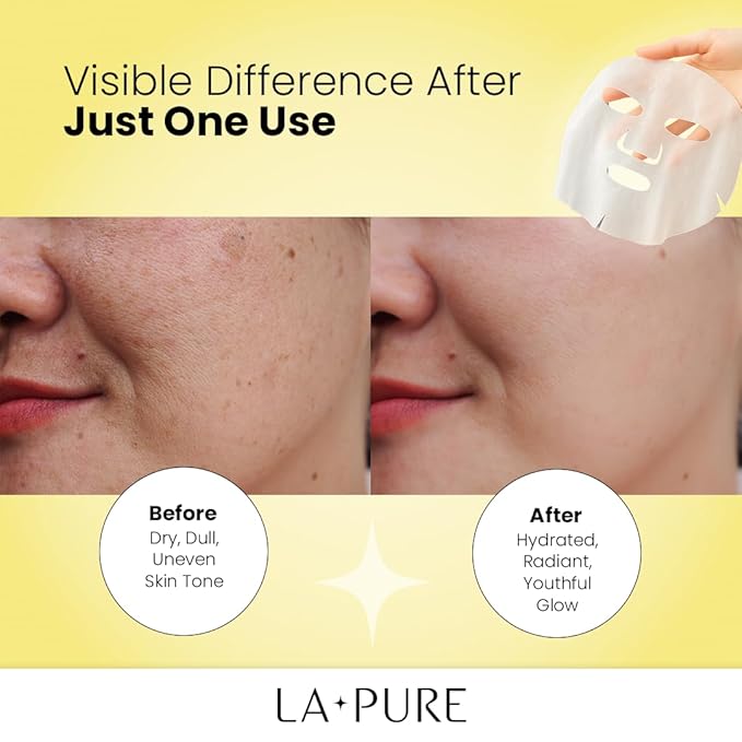 LA PURE Korean Snail Mucin Mask – Cruelty-Free – 10 Hydrating Sheet Masks