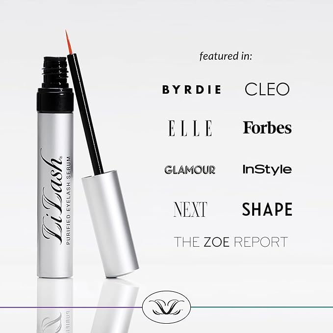 LiLash Purified Eyelash Serum for Longer & Fuller-Looking Lashes - Eyelash Enhancer, Safe for Use with Contacts, Lash Extensions, Sensitive Eyes - Vegan & Cruelty-free (2mL, 90-Day Supply)