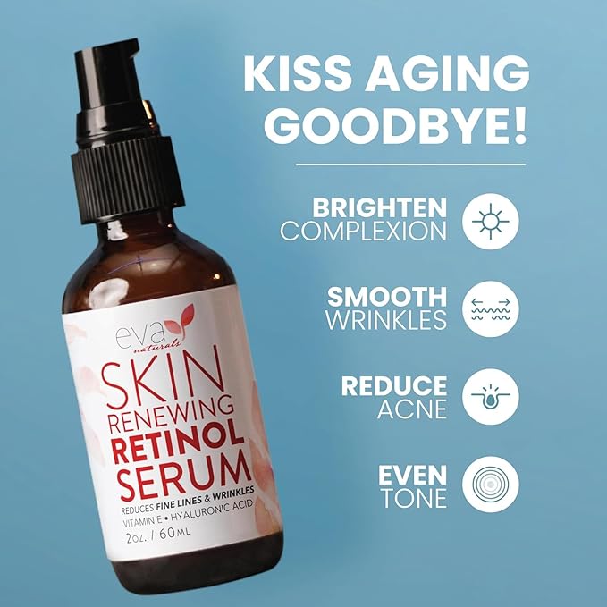 Retinol Serum for Face with Hyaluronic Moisture Complex Lightweight Night Serum for Smoother, Radiant-Looking Skin | Helps Minimize the Appearance of Fine Lines & Uneven Tone 2 oz 2 Pack