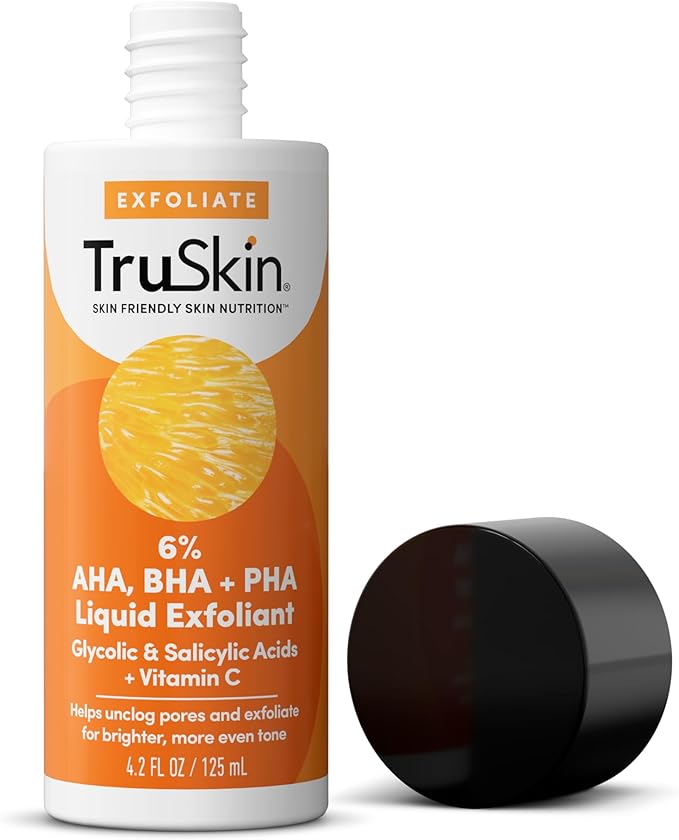 TruSkin AHA PHA BHA Liquid Exfoliant Toner with Vitamin C, 4.2 fl oz
