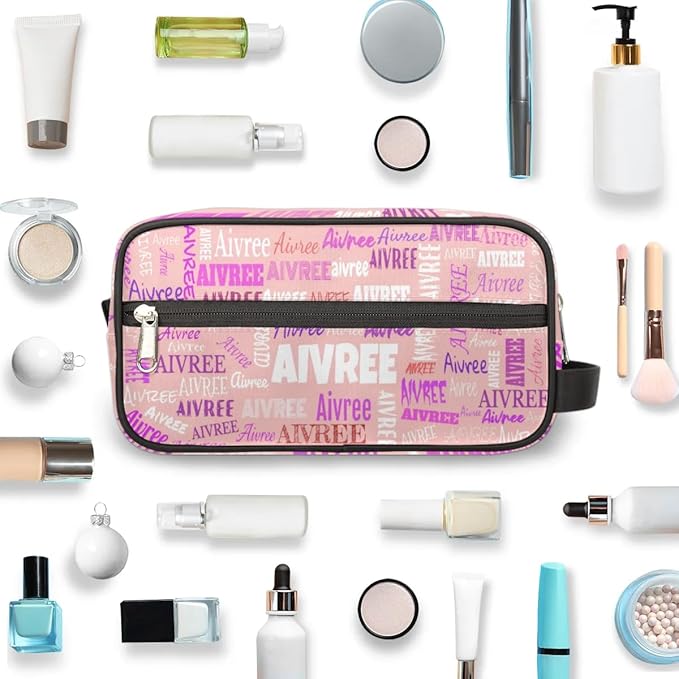 KFNHN Custom Travel Toiletry Bag for Women Makeup Bag Light Pink Background