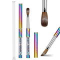 Shine Chance Acrylic Nail Brush Size 8, 100% Real Kolinsky Art Nail Brush for Acrylic Powder Application, Handmade Women Manicure Nail Extension Tool for Professional DIY Home Salon and Beginners