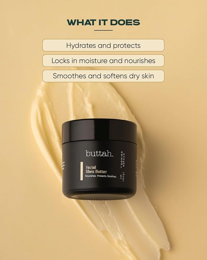 Buttah Skin Facial Shea Butter 2oz - Moisturizer for Dry Skin - Very Dry Skin Moisturizer - Think Face Cream Moisturizer Dry Skin