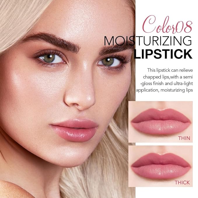 HHLTOH 2Pcs Tinted Lip Balm Moisturizing Lipstick – Waterproof Hydrating Matte Lip Balm for Women, Creamy Natural Color Stain for Dry Lips, Soft Matte Finish (#5 Deep Cherry Brown & #08 Alluring Pink)