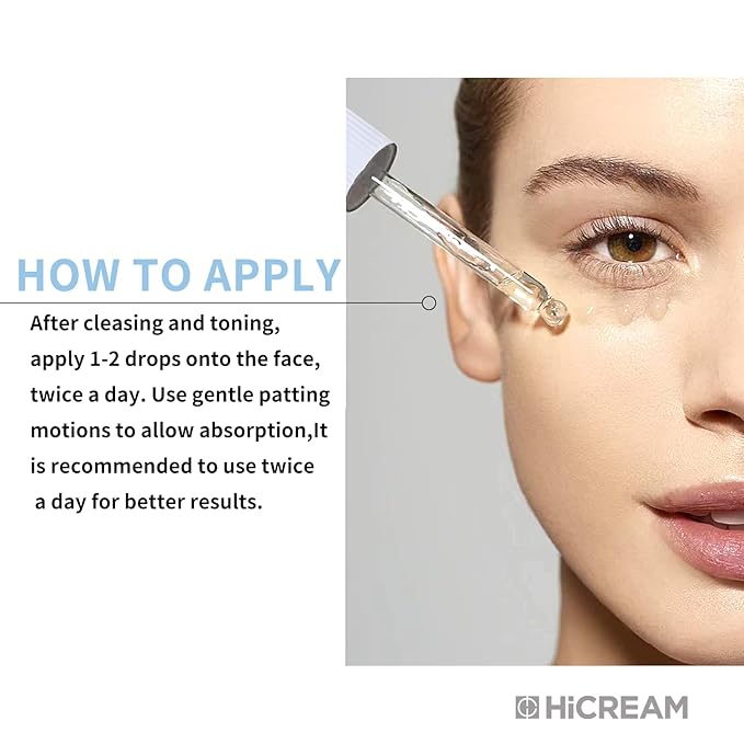 Hicream Hyaluronic Acid Serum for Face, Brightening Serum - Even Skin Tone&100% Pure Anti Aging, Intense Hydrating Moisturizer, Non-Greasy, Paraben-Free, Water-Based Skincare for All Skin Types (2 Oz)