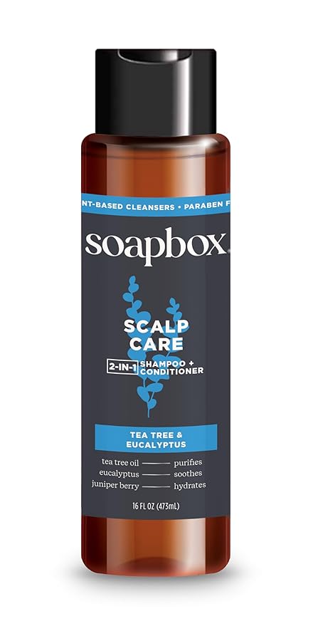 Soapbox Scalp Care Men's 2-in-1 Shampoo and Conditioner, Leaves Hair & Scalp Balanced & Soothed - Clean Ingredients Free of Harsh Chemicals, Sulfates, Parabens & Silicones - 2 Pack