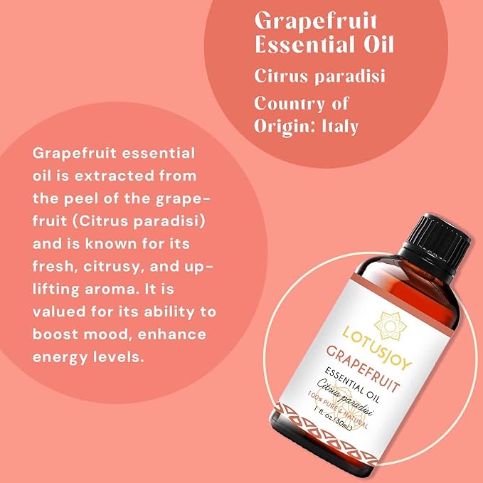 LOTUSJOY Grapefruit Essential Oil for Diffuser Skin Hair, 1 Oz