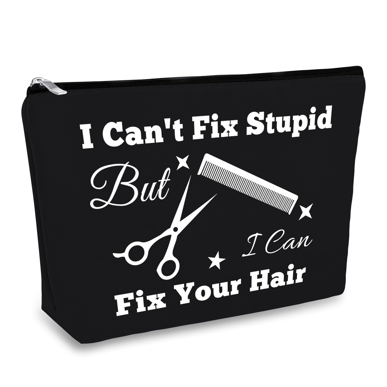 Hairdresser Gifts Makeup Bag Hair Stylist Gift Black Cosmetic Bags Funny Hair Dresser Gift Cosmetic Pouch Oxford Cloth Makeup Case Christmas Graduation Present for Hairdresser Inspirational Present