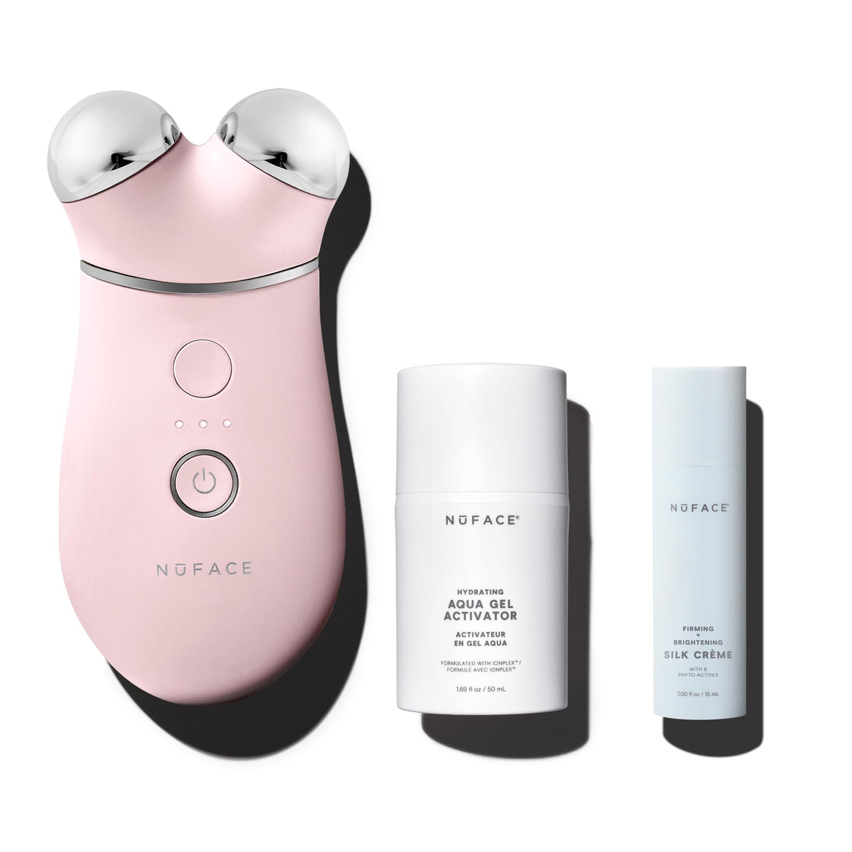 NUFACE Trinity+ Skin Tightening & Face Lift Device - Microcurrent Facial Sculpting Tool to Contour Cheeks, Jawline & Neck, 3 Frequencies, Supports Lymphatic Drainage + Activator Gel, Sandy Rose